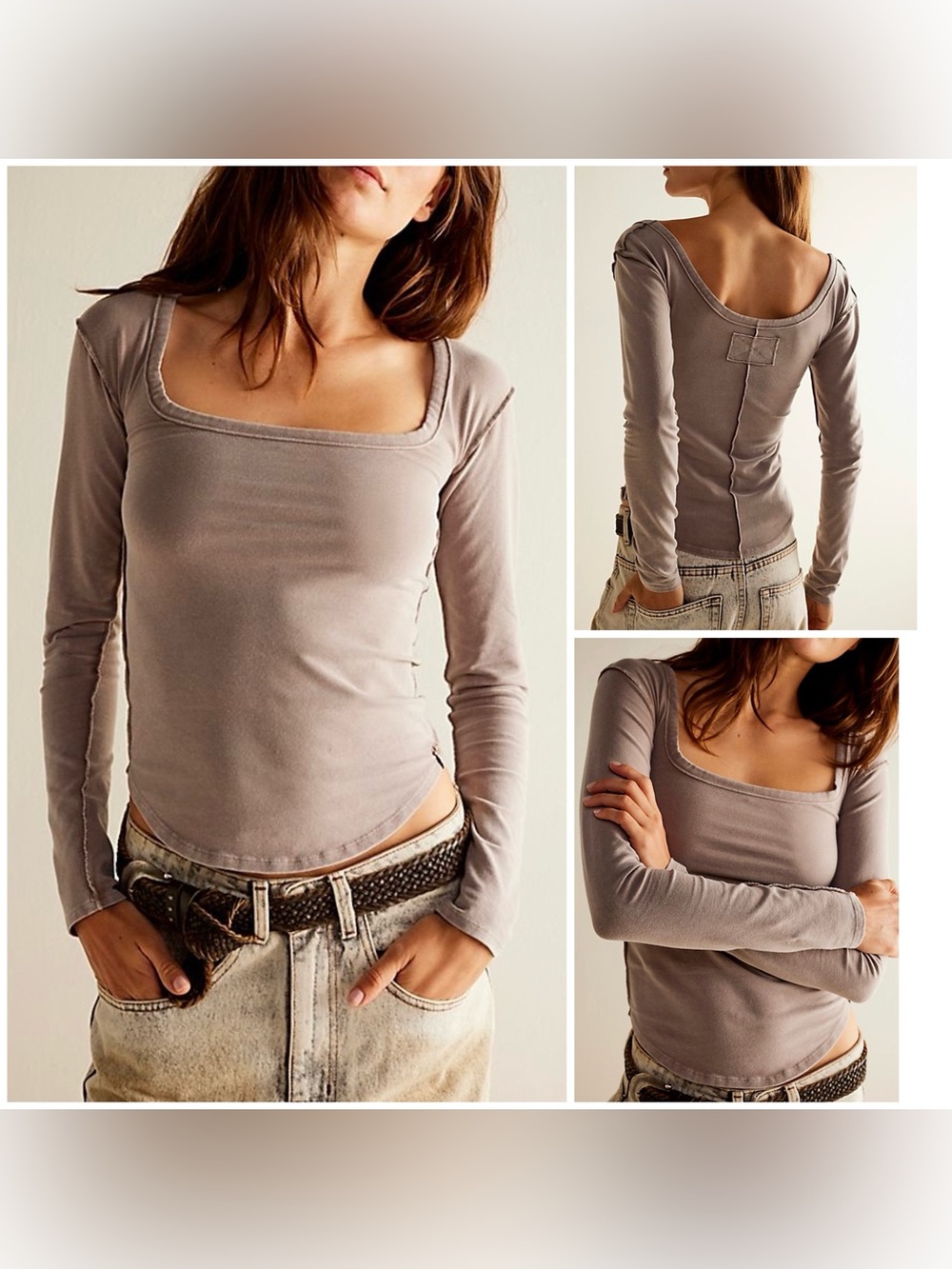 NWOT Free People We The Free Can't Let Go Tee - tan neutral - Small, Medium